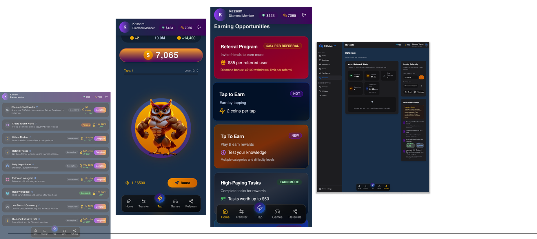OXEchain app preview